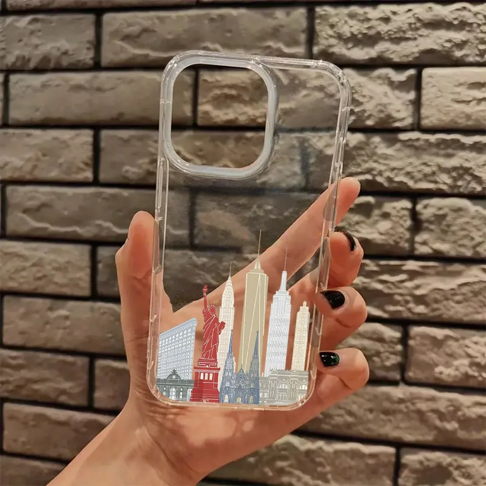 Funda de teléfono transparente Preppy estética de Nueva York City para iPhone 17 16 Pro Max 11 12 13 14 15 7 8 Plus XR XS XR Funda dura - imagen 2