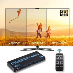 4K 60Hz HDMI Matrix 4x4 HDR10 HDMI2.0 interruptor divisor 4 en 4 salidas Audio Video distribuidor convertidor para PS4 PS5 PC a TV