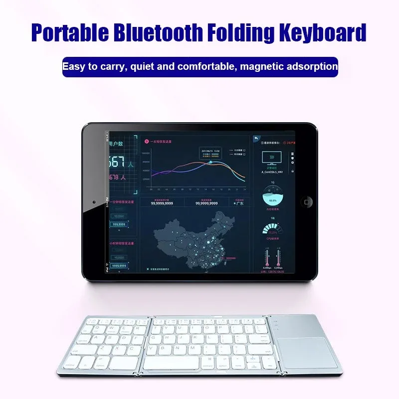 Teclado Bluetooth triple con panel táctil, Mini teclado portátil, teclado recargable, teclado inalámbrico para Windows, Android iOS - imagen 5