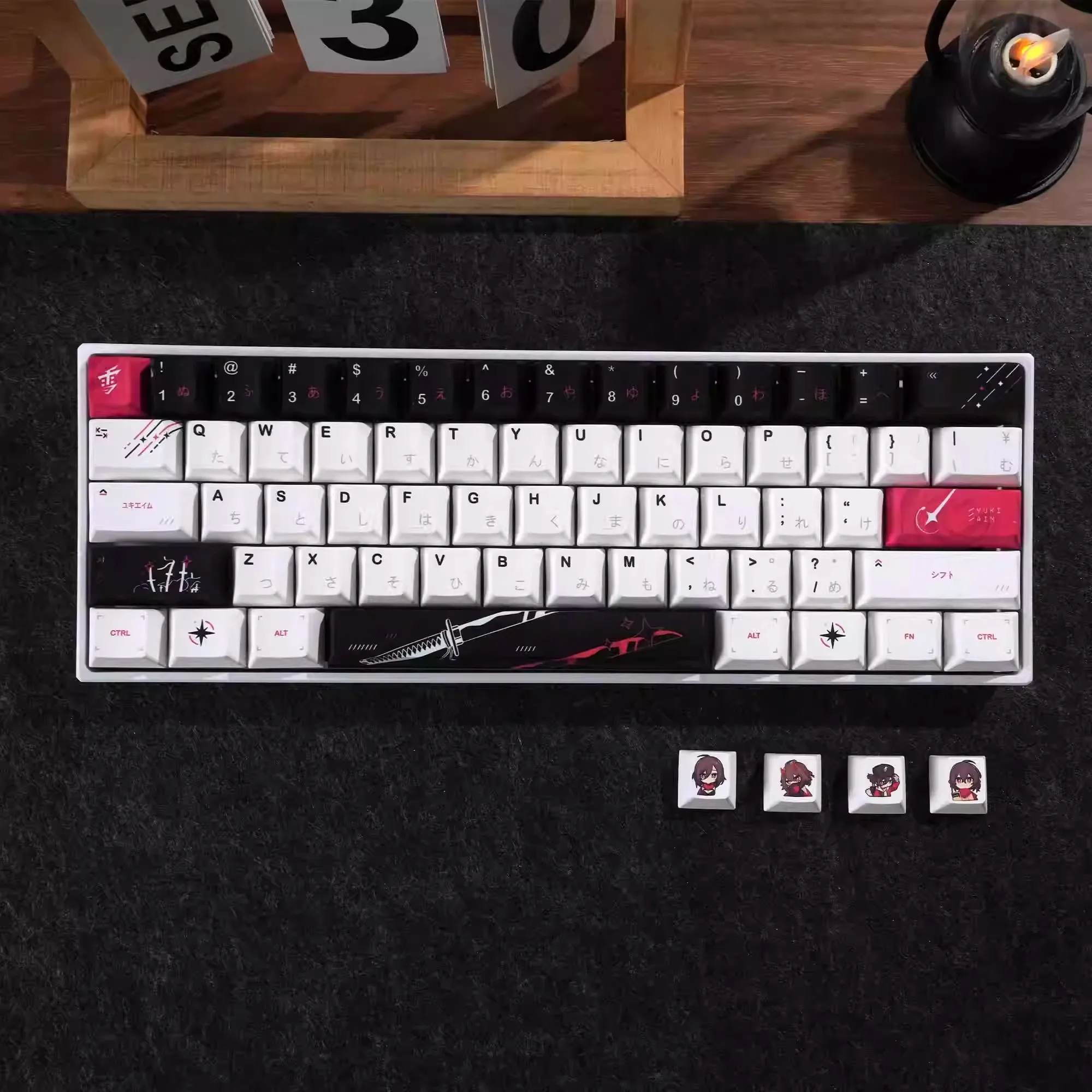 Juego de teclas Yukiaim, tapas de teclado de sublimación PBT, teclas de Anime con perfil de cereza personalizado, réplica de accesorios de teclado mecánico