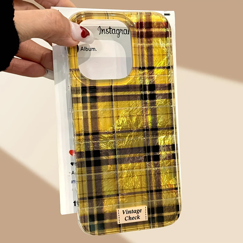 Funda de teléfono con diseño de glaciar y rejilla con purpurina dorada Vintage para iPhone 16 15 Pro Max 14 13 12 11 XS XR X 7 8 Plus, funda suave de silicona