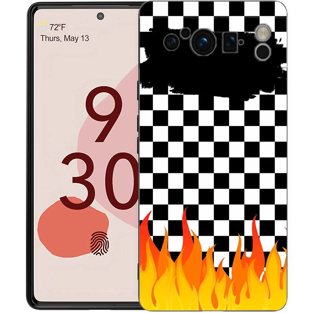 Funda de teléfono con diseño de tablero de ajedrez para Google Pixel 10 9 8 7 6 Pro XL 9A 8A 6A 7A 5G, funda negra de TPU suave a prueba de golpes - imagen 5