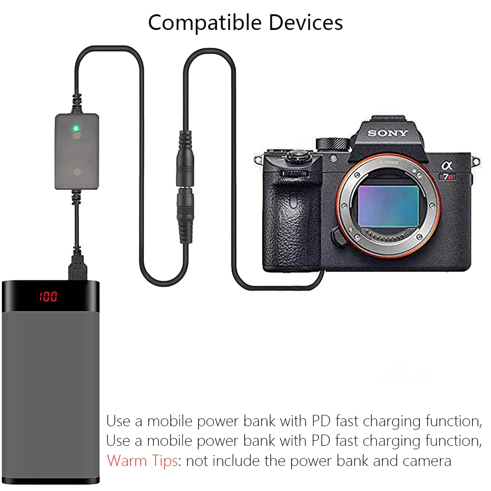 Batería ficticia USB-C a NP-FZ100 para Sony A7 III, A7 IV, A7S III, A7R III, A7R IV, A7R V, A7C, A7C II, A7CR, A1, A9, A9 II, A6600 - imagen 5
