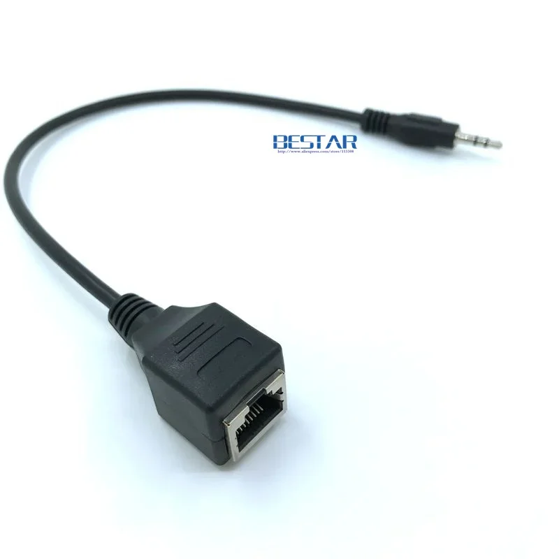 Cable de Audio Jack macho DC 3,5mm 1/8 "a enchufe RJ45 Cable de red LAN Ethernet 30cm 1ft accesorio para dispositivos táctiles VOD KTV - imagen 3