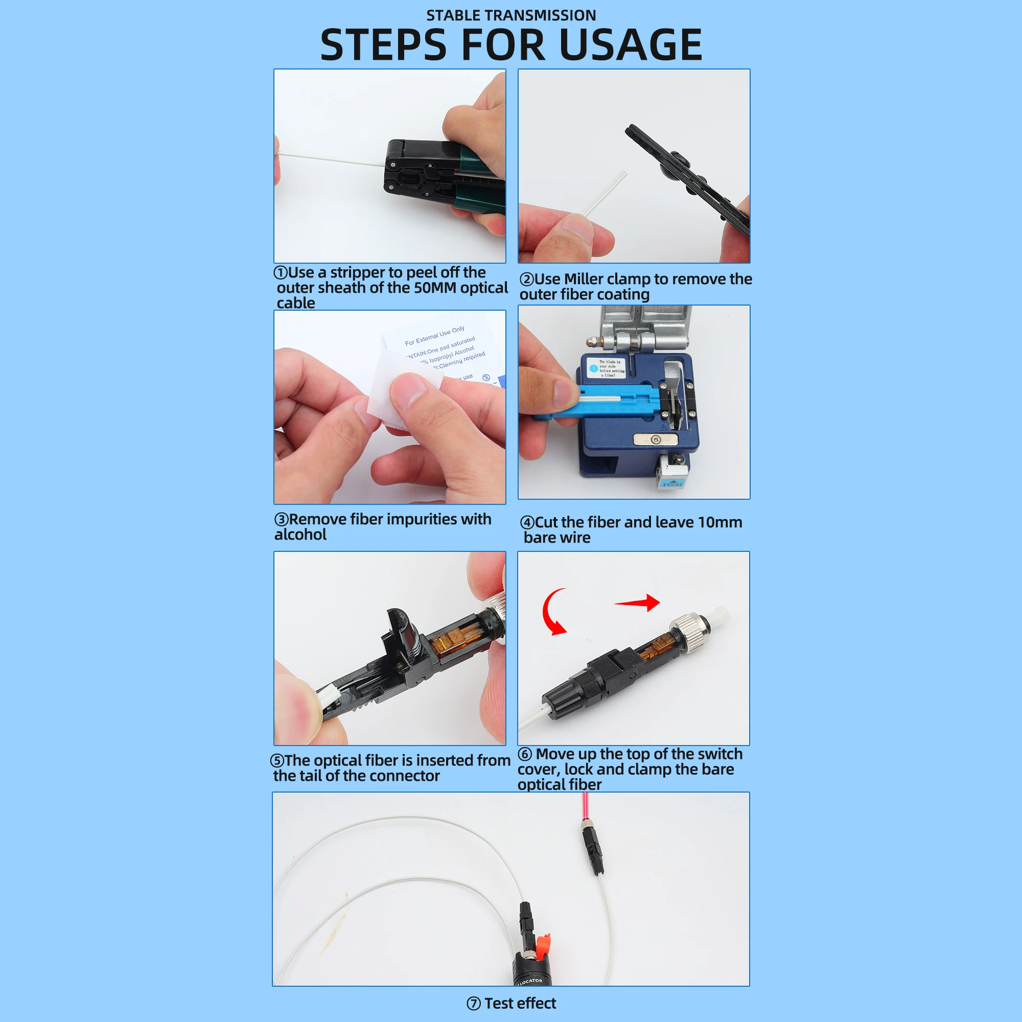 KELUSHI-conector rápido de fibra óptica, conector rápido integrado FTTH flex, acoplador de conexión en frío, empalmador, adaptador de Unión Telecom, 10 piezas FC - imagen 2