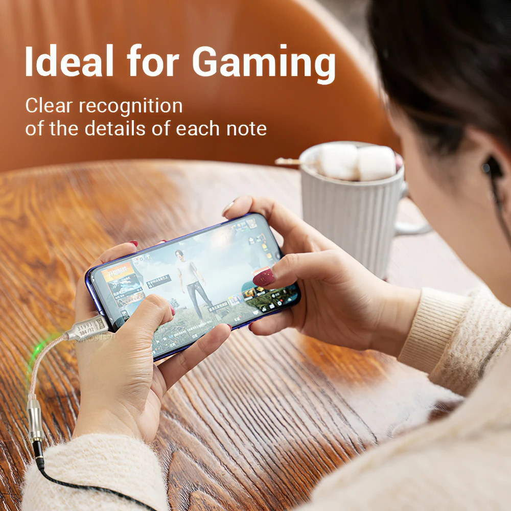 Interfaz de Audio tipo C a 3,5mm, amplificador de auriculares, adaptador de Audio HiFi USB DAC, SNR128dB, 32Bits/384KHz, CX31993 - imagen 5