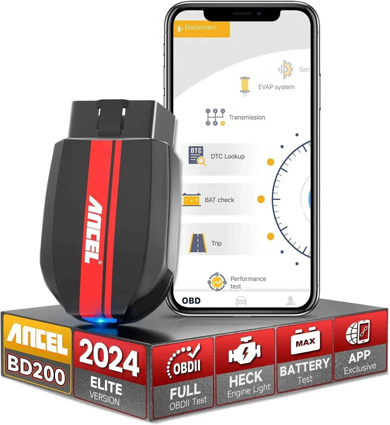 2024 ANCEL BD200 OBD2 escáner Bluetooth 5,0 lector de código probador de batería de falla del motor herramientas de diagnóstico de coche para Android IOS iPad - imagen 2