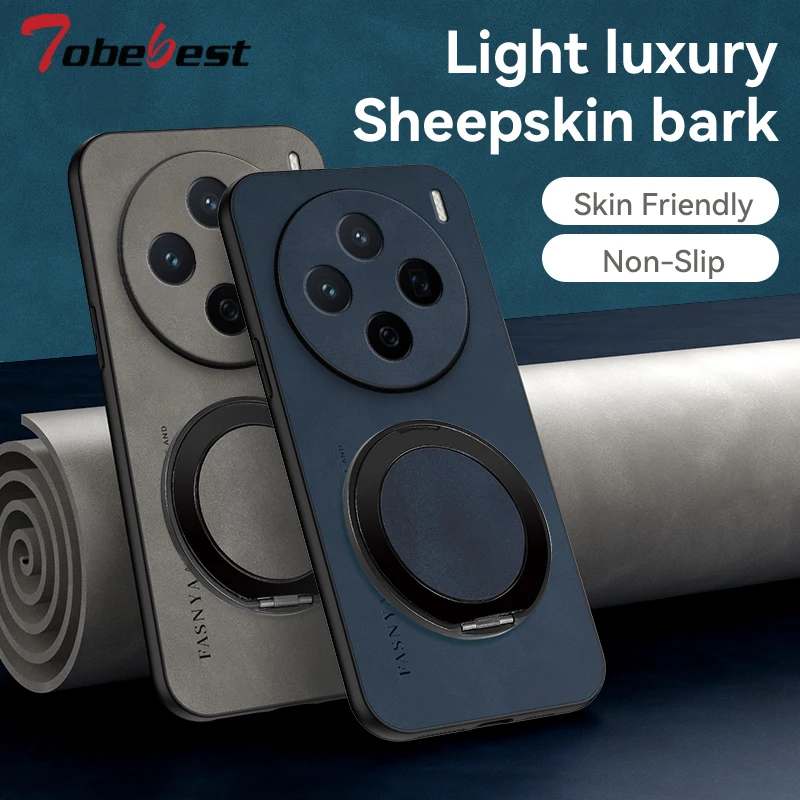 360 °   Funda con soporte giratorio de grado para Vivo X300 Pro, funda trasera de piel de oveja - imagen 2