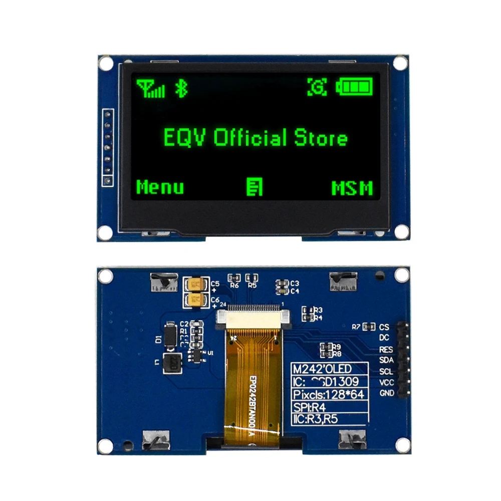 Blanco azul 2,42 "2,42 pulgadas pantalla LCD 12864 módulo de pantalla OLED IIC I2C SPI serie para C51 STM32 SSD1309 - imagen 4