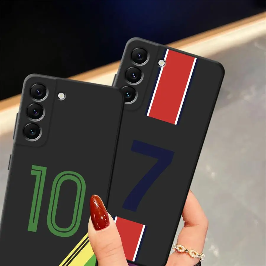 Funda con número de pie para Samsung Galaxy A04 A20 A13 A70 A40 A16 A05 A10 A12 A50 A30 A15 A06 A17, funda negra suave para teléfono - imagen 4