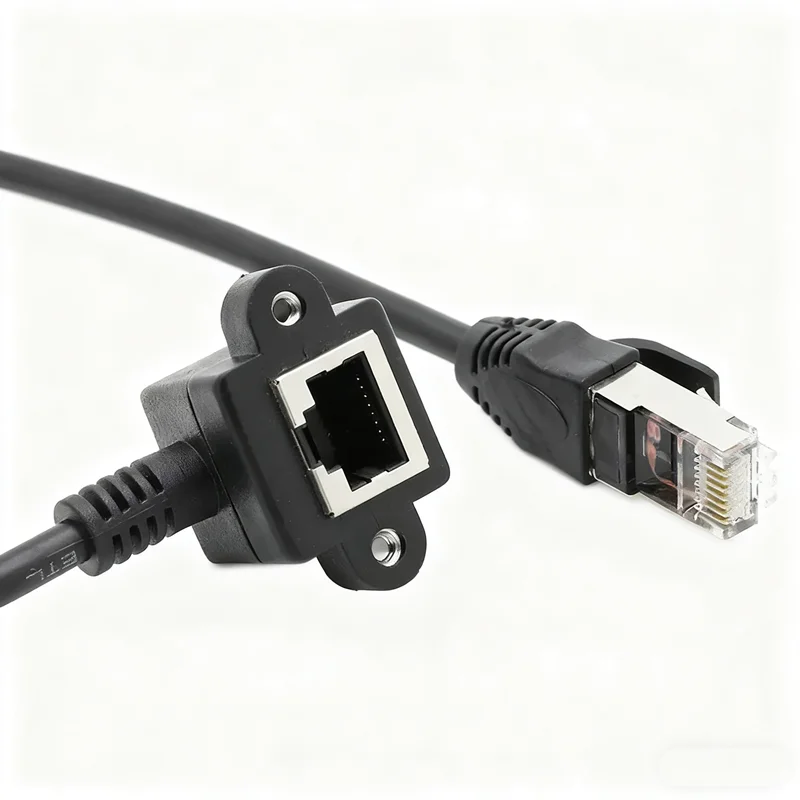 Conector de cable de extensión de red RJ45 CAT5 macho a hembra ángulo de 90 grados con cable de oreja 1m 1,5m