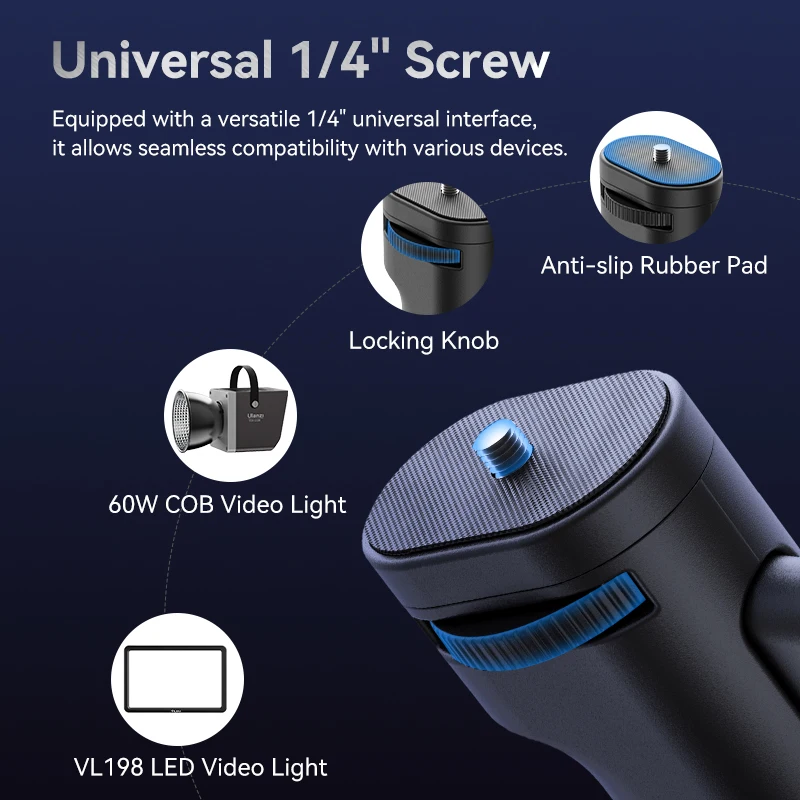 ​ Ulanzi LA03 Soporte de luz Empuñadura para Ulanzi LT005 60W COB Luz de vídeo y luz de vídeo VL198 con tornillo estándar de 1/4'' - imagen 5