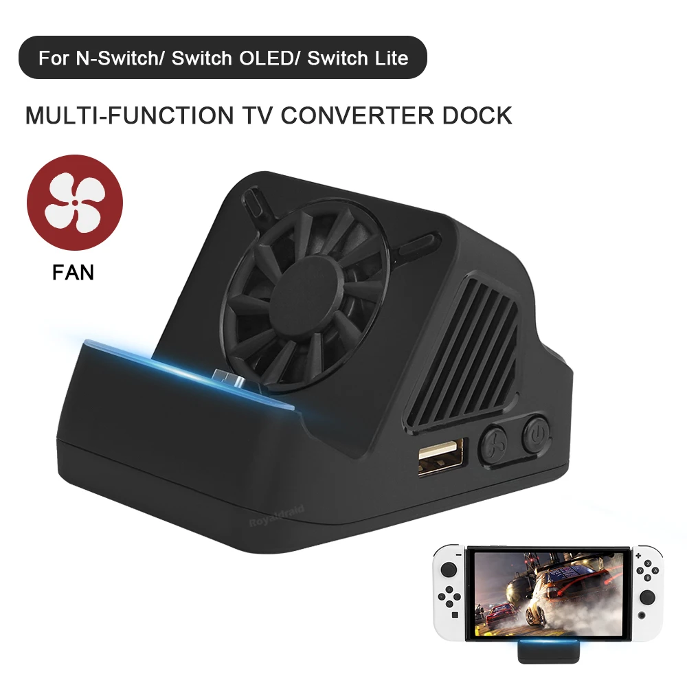 Base de carga multifunción para proyector de TV, dispositivo portátil con ventilador de refrigeración, puerto USB 3,0 para Nintendo Switch, OLED, novedad - imagen 5
