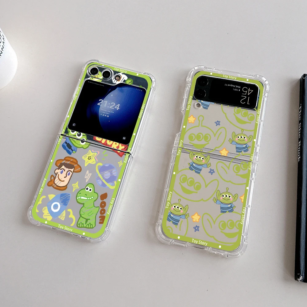 Funda de teléfono con dibujos animados de Toy Story Alien para Samsung Galaxy Z Flip 3 4 Z Flip 5 6 Z Fold 4 5G PC, funda trasera anticaída para regalo