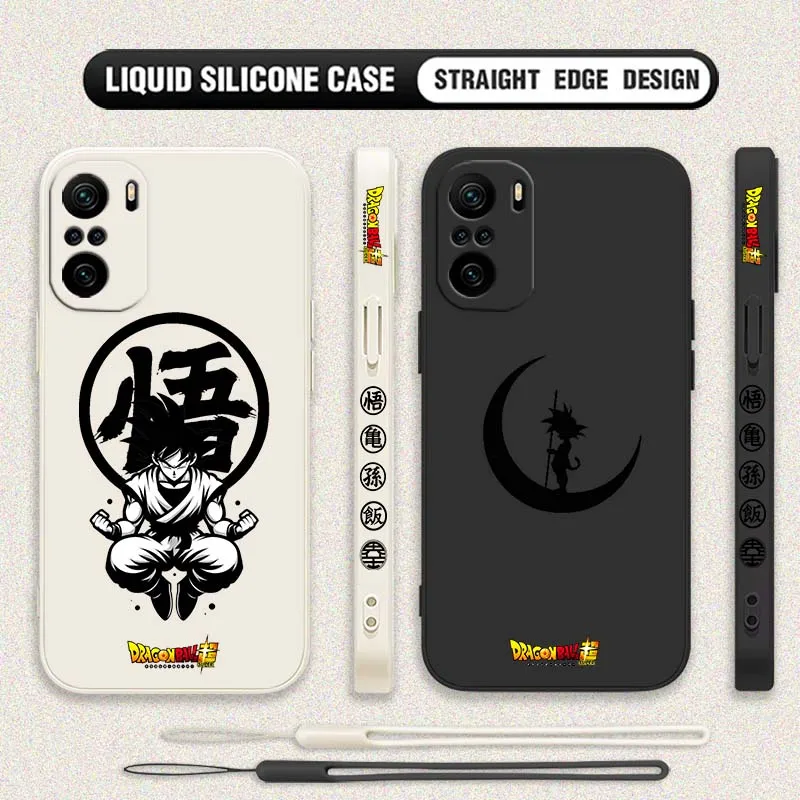 D-Dragon Ball Anime Son Goku arte para Xiaomi Redmi Note 14 13 12 11 10 9 8 Pro Plus 4G 5G cubierta de la caja del teléfono de cuerda izquierda líquida - imagen 2