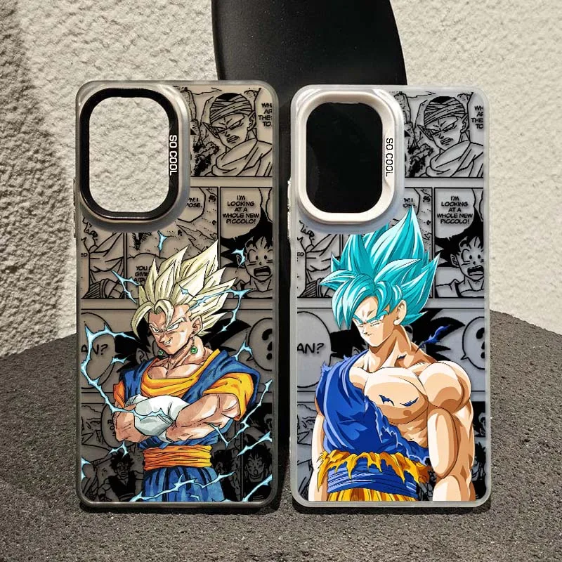 D-Dragon Ball Art Goku Saiyan para Redmi Note 14 13 12 11 10 9 8 Pro Plus funda de teléfono plateada colorida