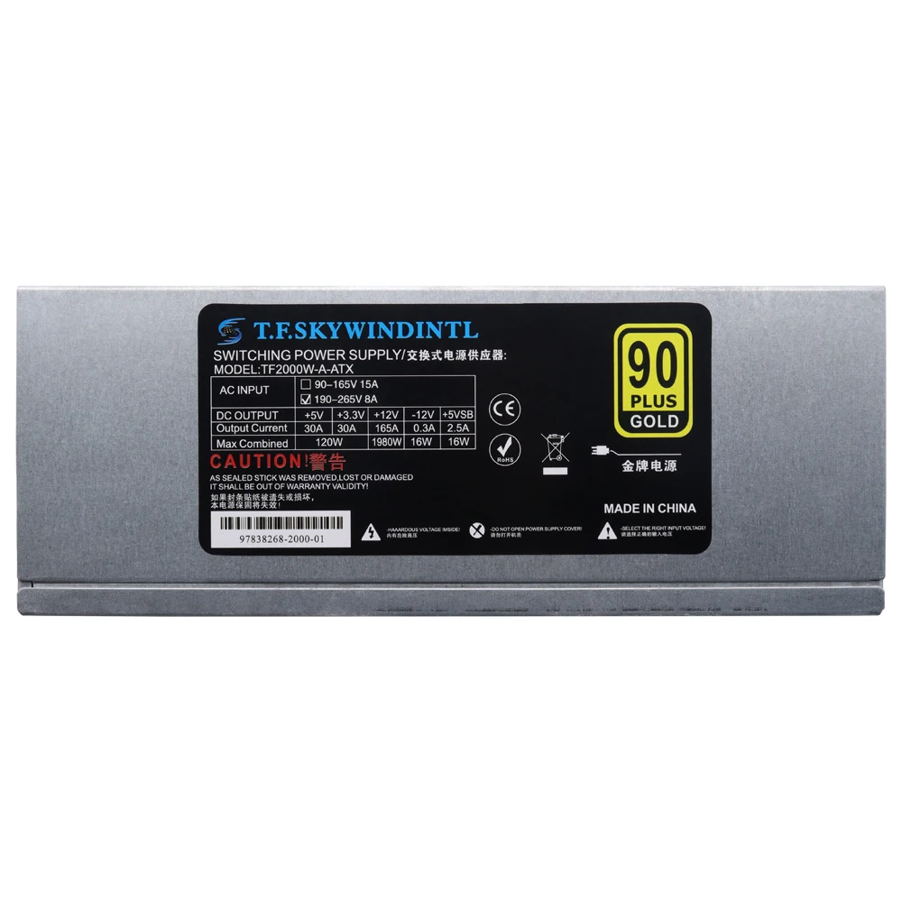 T.F.SKYWINDINTL 2000w PSU 2000W Fuente de alimentación para minería 4U Miner PSU 110-264V para minero ETH - imagen 5