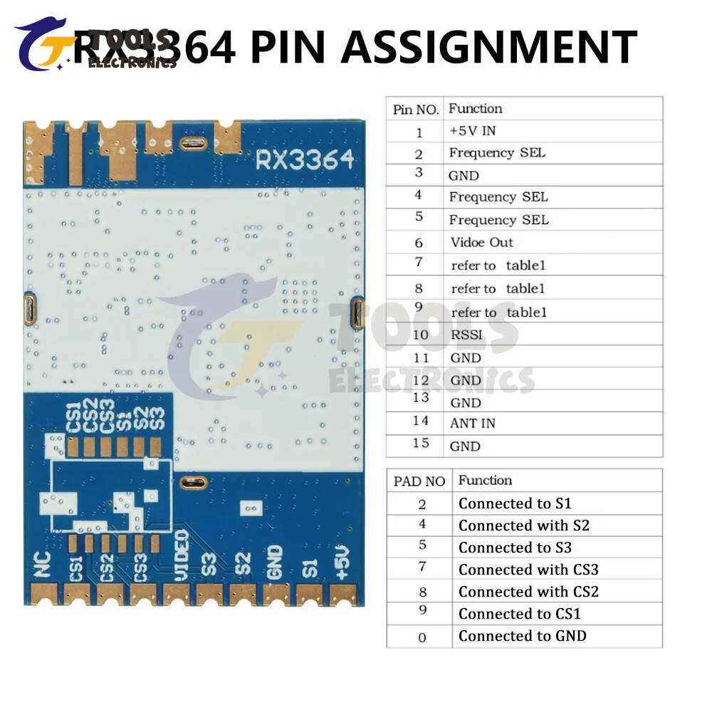 El módulo de transmisión de imágenes Fpv inalámbrico RX3364 3.3G simula el módulo inalámbrico de transmisión y recepción de audio y vídeo - imagen 4