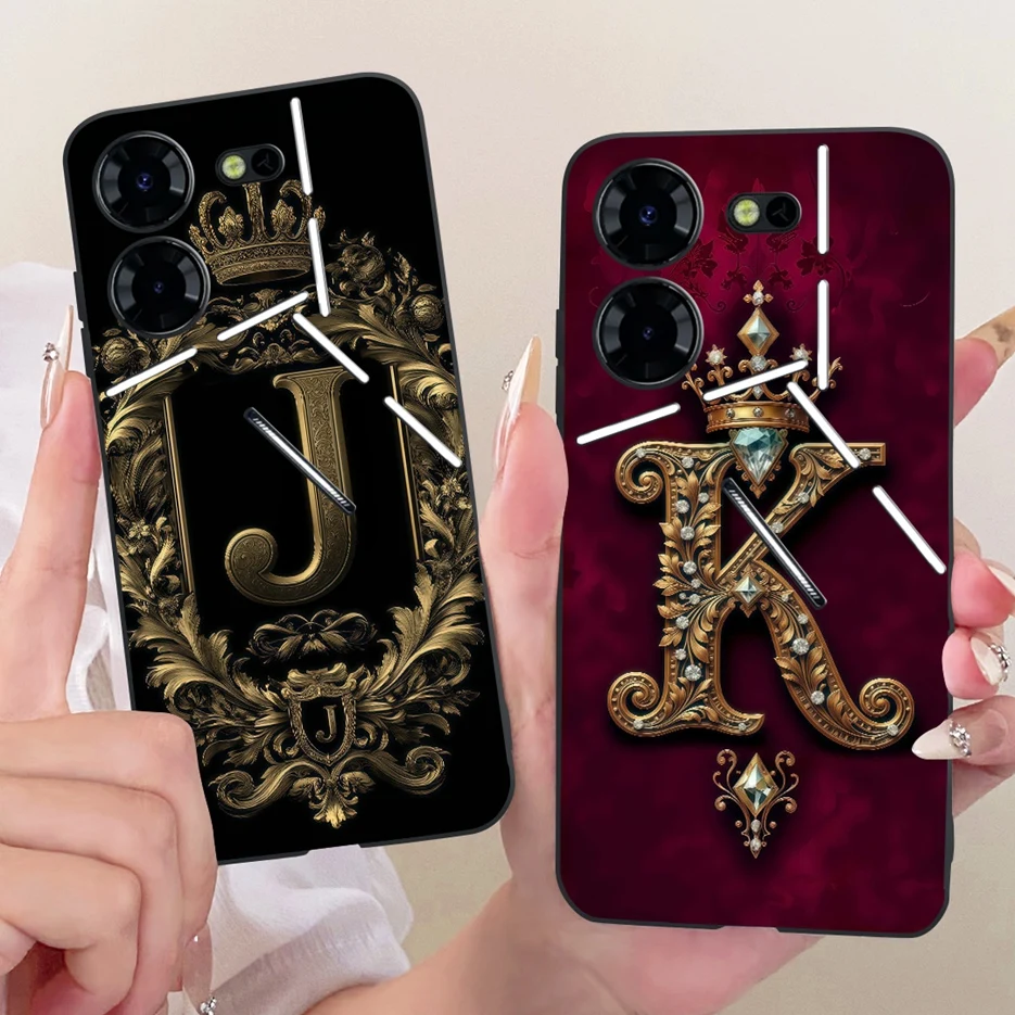 Para Tecno Pova 5 Pro 5G funda LH8n cubierta de letras de corona de lujo funda de teléfono suave de TPU para Tecno Pova 5 LH7n Pova5 Pro bolsas de cubierta trasera - imagen 2