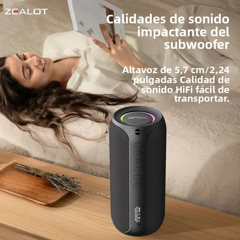 ZEALOT S32Max Altavoz inalámbrico portátil 20W con luz RGB Emparejamiento dual Batería de 3600mAh Bajos en auge - Dispositivo de audio inalámbrico - imagen 4