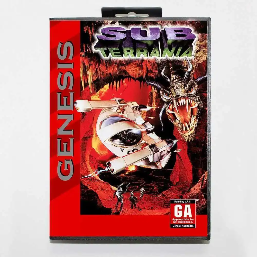 Tarjeta de juego Sub Terrania MD con caja estadounidense para consola Sega Megadrive Genesis de 16 bits