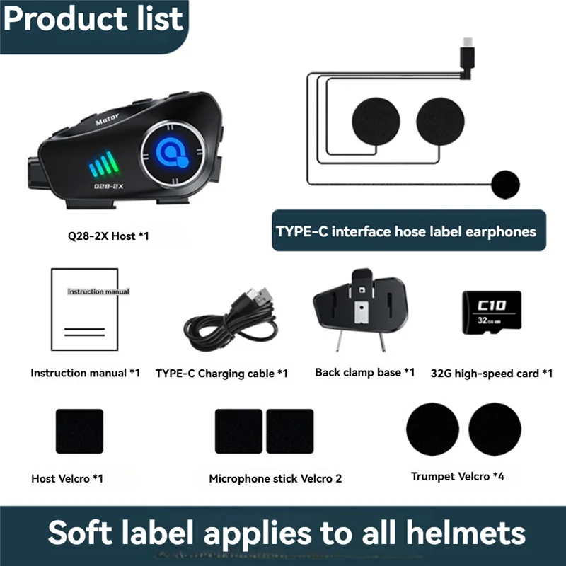 Auriculares inalámbricos avanzados para casco de motocicleta Q28-2X: WIFI Bluetooth, grabadora de vídeo HD y cámara de conducción - imagen 5