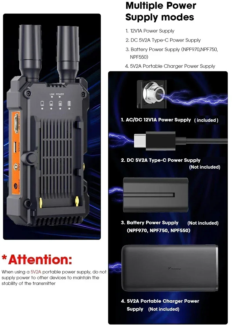 Sistema de transmisión inalámbrica WL-098 4K, extensor HDMI inalámbrico de 200M, adaptador receptor y transmisor de vídeo SDI de 1080P, compatible con batería - imagen 5