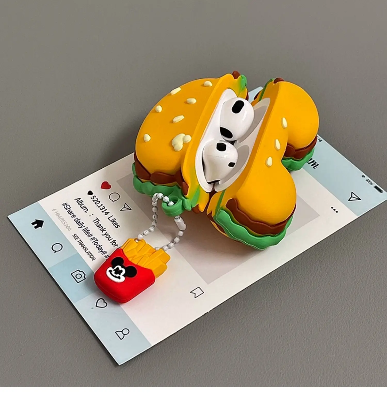 Para Airpods 1 2 3 4 Pro Pro 2 Mickey Burger funda de silicona para auriculares accesorios cubierta - imagen 4