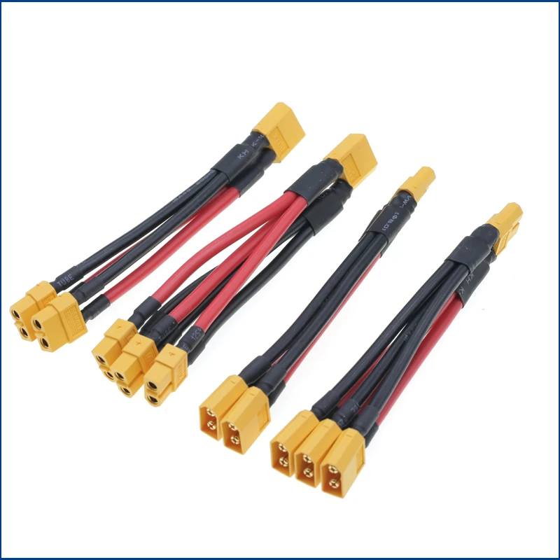 XT60 Parallel Battery Connector 3-Way 12AWG Silicone Wire Male/Female Dual Extension Y Splitter 100mm for Battery Charger Motor - imagen 4