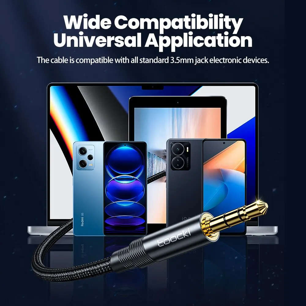 Toocki Aux Audio Cable 3.5mm Jack Male to Male Audio Aux Cable For iPhone Xiaomi 12 Headphones Speaker TV Laptop MP3 Wire Cord - imagen 5