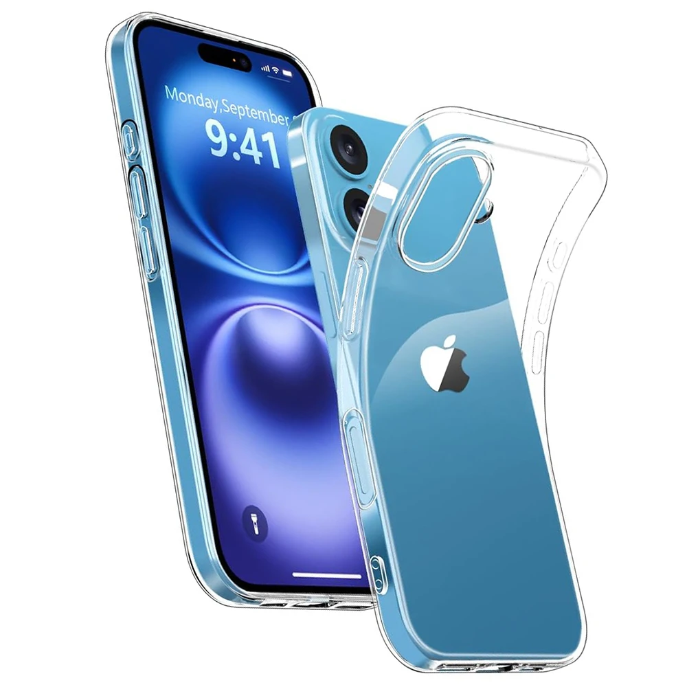 Funda de teléfono de silicona transparente y suave ultrafina para iPhone 16 17 15 14 13 12 11 Pro Max Plus Mini carcasa trasera transparente
