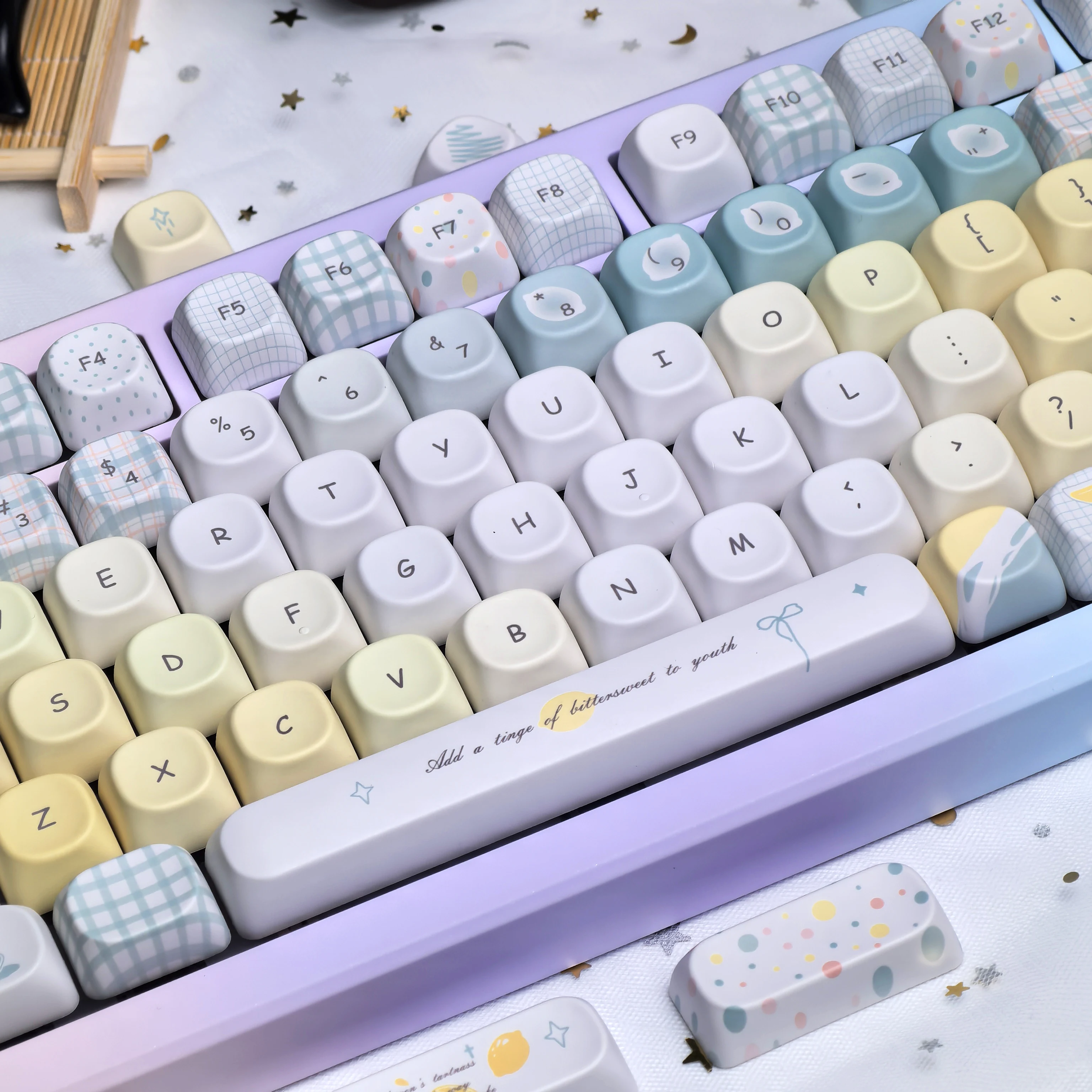Tapa de tecla degradada Color verano sal marina limón Moa Pbt para Aula F75 /F87/F99 Alice diseño lindo Keycap - imagen 3
