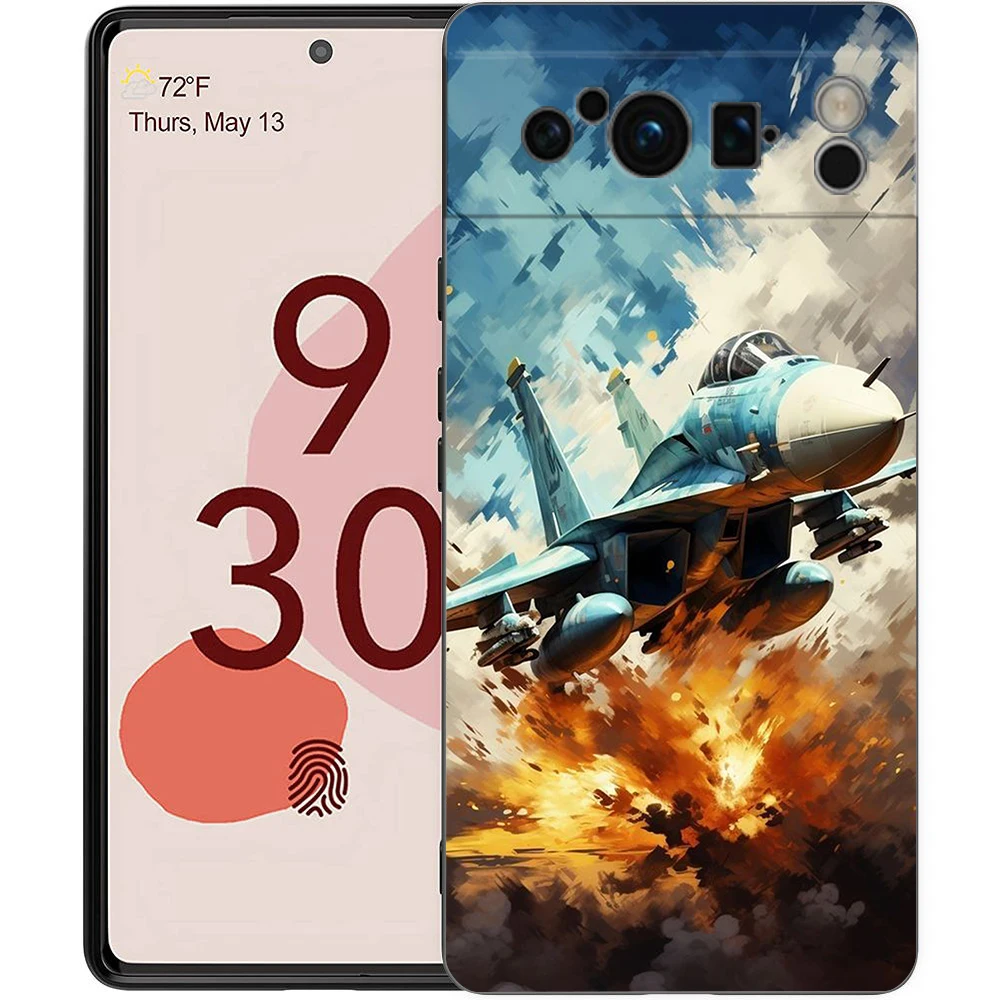 Funda de teléfono Fighter Planes para Google Pixel 8 7 6 Pro 8A 6A 7A 5G silicona suave a prueba de golpes TPU cubierta negra Fundas - imagen 4