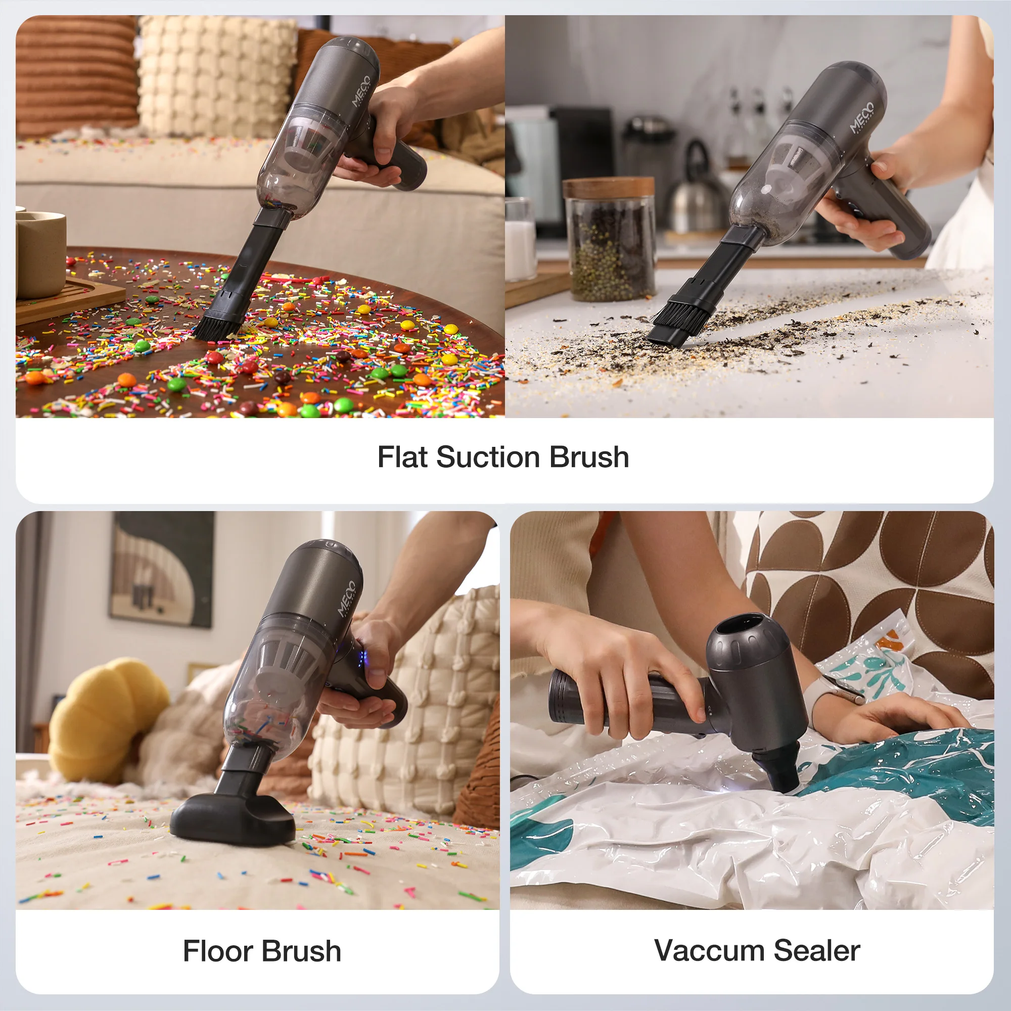 ME-VC2 4 en 1 función plumero y aspiradora eléctrica de aire comprimido potente limpiador de teclado de 3 engranajes para ordenador y coche - imagen 3