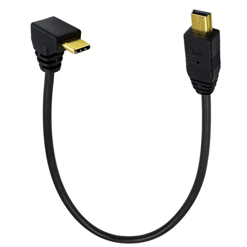 Ángulo de 90 grados USB 3,1 tipo C en forma de U macho a Mini USB 2,0 Mini macho Cable de fuente de alimentación de sincronización de datos 0,25 m - imagen 3