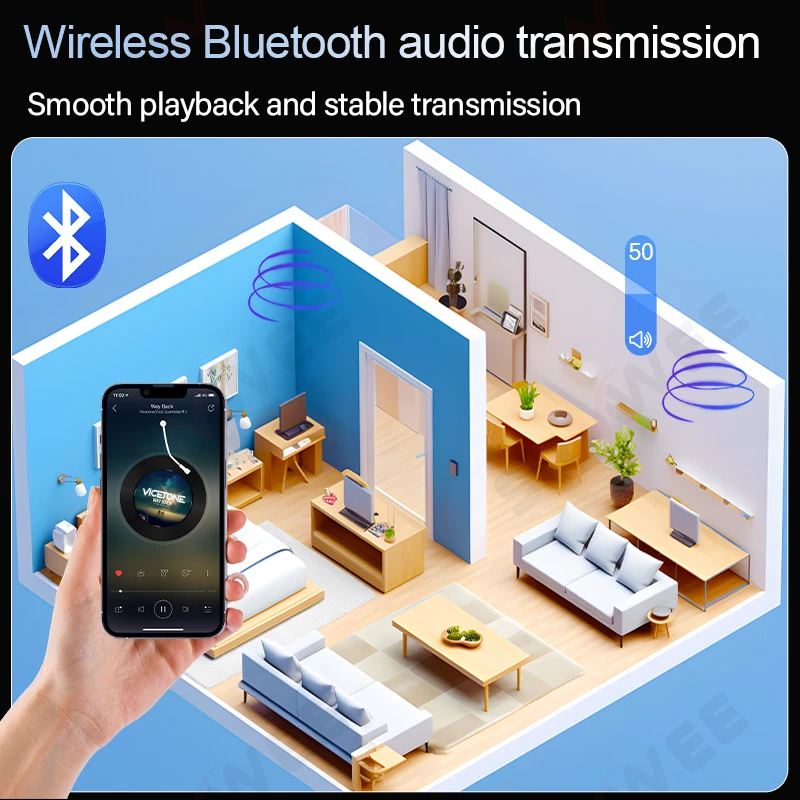 Amplificador de pared Bluetooth, Mini reproductor de música táctil con llave montada en la pared, Radio FM integrada, sistema de Audio inteligente para el hogar con altavoz de techo - imagen 3