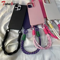 Funda silicona iPhone 15/14/13/12/11 Pro Max, XS Max/XR con correa