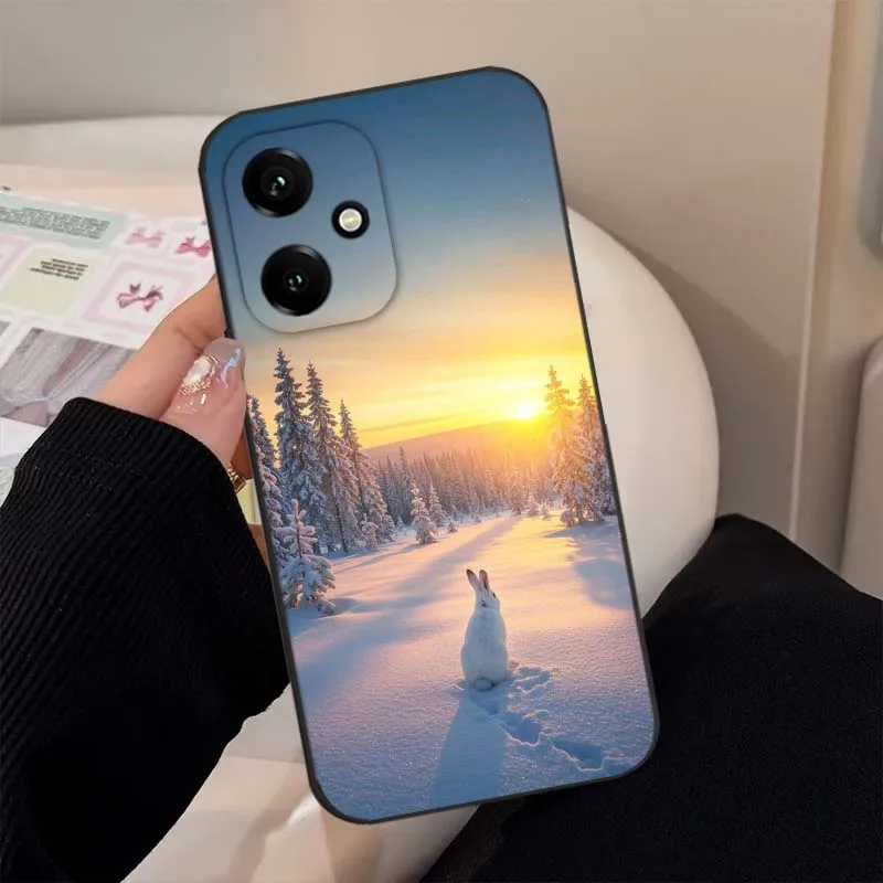 Escena de nieve de invierno para Honor Magic4 3 400 300 200 100 90 Ultra GT Lite Pro Plus Power 5G funda de teléfono negra - imagen 3