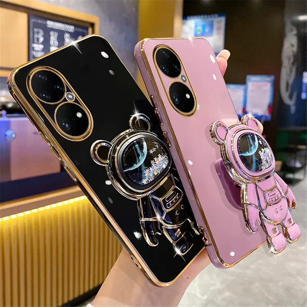 Funda con soporte de astronauta de arena movediza para Huawei P50 Pro P40 Lite P30 Lite P20 P Smart 2021 Mate 20 Honor 70 60 Pro, funda suave - imagen 5