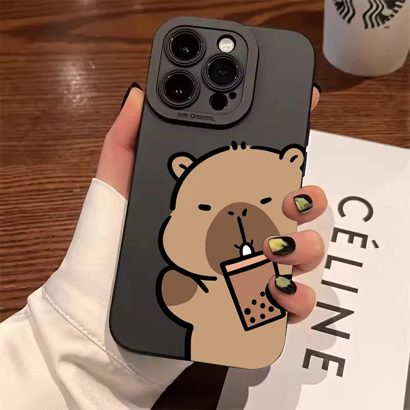 Funda de teléfono con diseño de capibara esmerilado, Ojo de Ángel de dibujos animados para Xiaomi Redmi 13, 12, 14C, 13C, 12C, Redmi Note 14 Pro Plus, 5G, 12S, 11, 10 - imagen 2