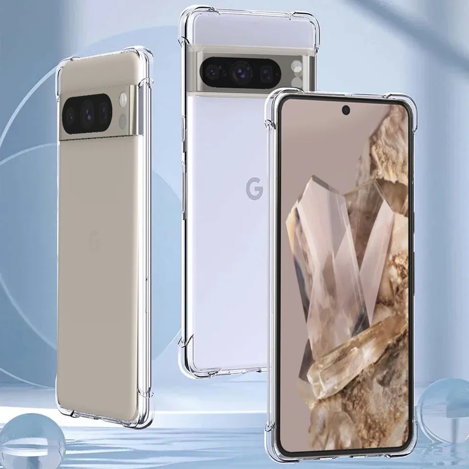 Funda de teléfono transparente de lujo para Google Pixel 9 pro 8 8A, cubierta trasera de parachoques de TPU, Pixel 7 6 Pro 6A, funda transparente antihuellas - imagen 2