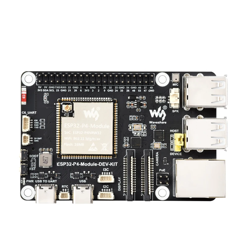 Placa de desarrollo Waveshare ESP32-P4-Module-DEV-KIT ESP32-P4 con ESP32-C6 WiFi 6 Bluetooth 5 BLE MIPI CSI DSI RJ45 puerto USB PoE - imagen 2