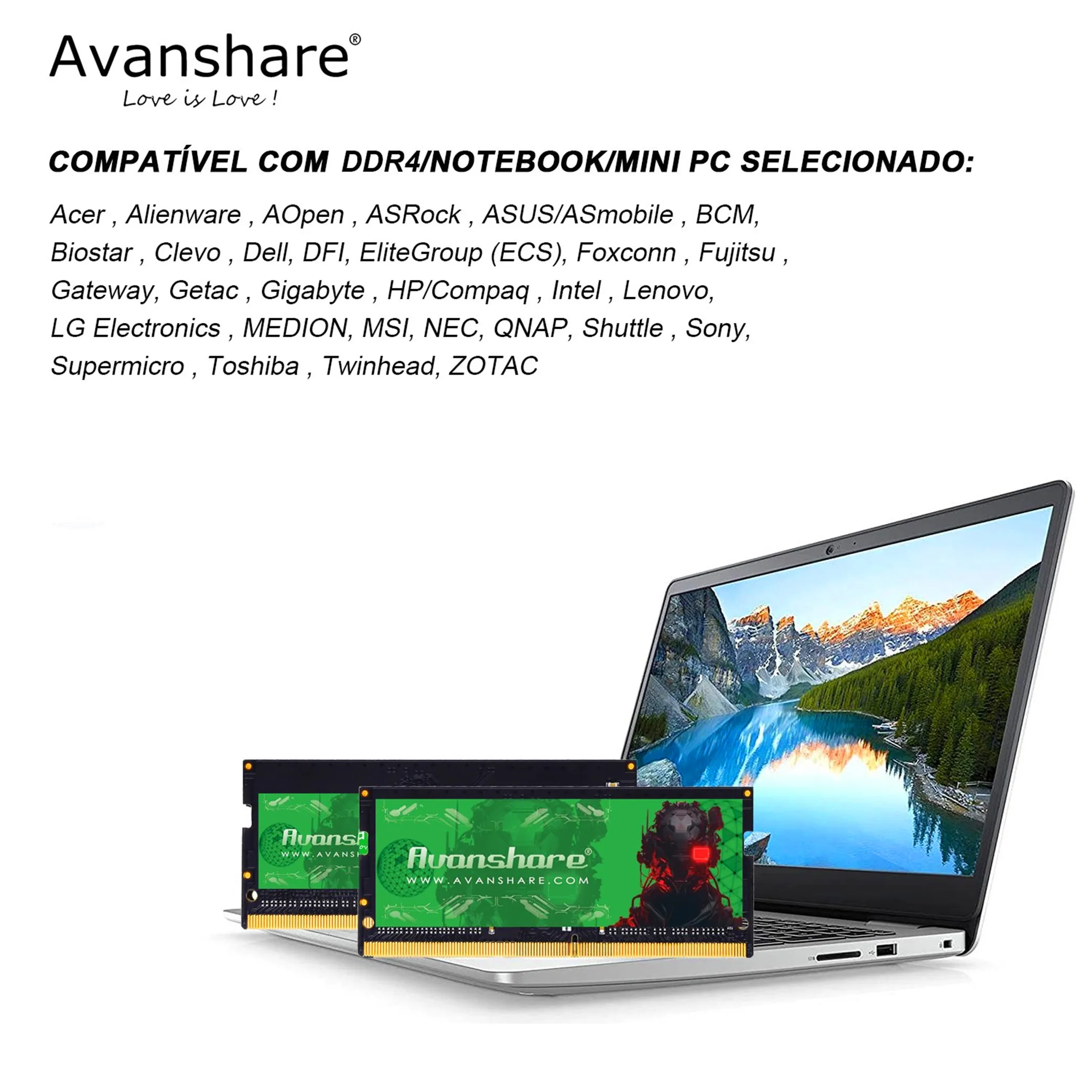 Avanshare Memoria Ram DDR3 DDR4 DDR5 8GB 16GB 32GB 1600 2400 2666 3200MHz 5600Mhz para NB Laptop Notebook Intel AMD placas base - imagen 3