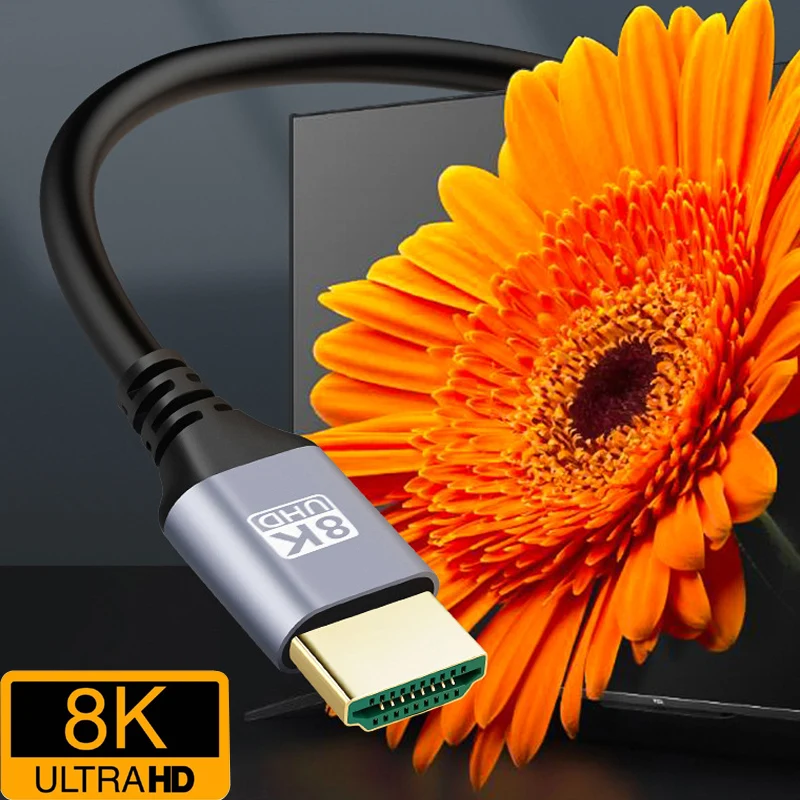 0,5 M 1M 2M 3M 5M trenza de nailon 8K @ 60HZ 7680*4320 4K @ 120HZ 3840*2160 1080p HDR 48Gbps QFT V2.1 Cable de extensión macho Compatible con HDMI - imagen 2
