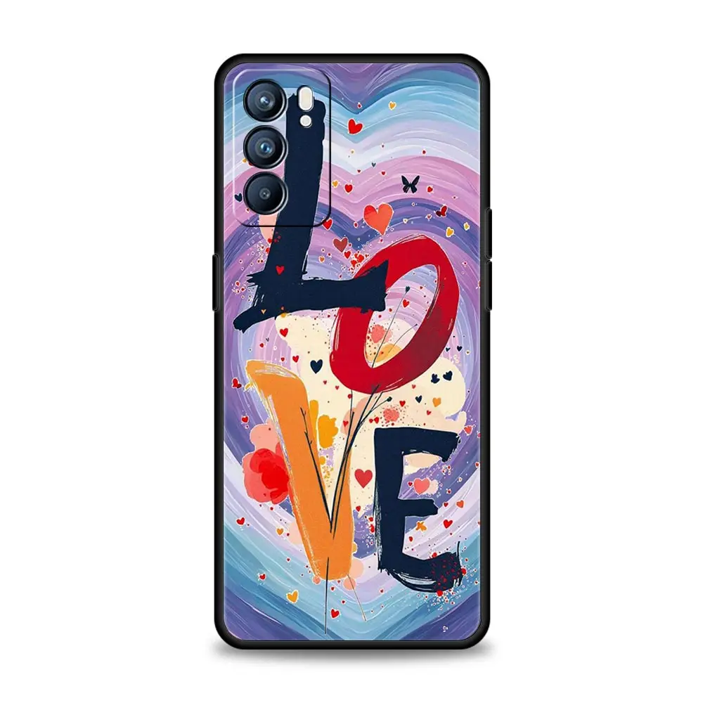 Funda de teléfono con estampado amoroso para Oppo Reno14 Reno13 Reno12 11 F 10 Find X5 X9 Pro A54 5G A53 A52 A9 A74 A78 4G A79 A80 A98 - imagen 2
