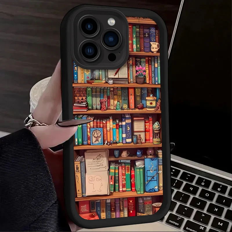 Funda blanda de estantería Retro de dibujos animados para iPhone 17 Air 16 16E 15 14 13 12 11 Pro Max X XS X S Max XR SE 2020 SE4 7 8 funda de silicona - imagen 3