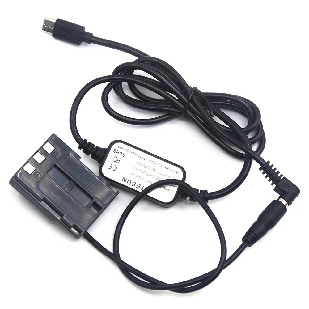 Cable de alimentación USB C NB-2L batería simulada de NB-2LH, acoplador de CC DR-20 para Canon S40, S60, S70, S80, S50, G7, G9, EOS, 350D, 400D, Rebel, XT, XTi - imagen 2