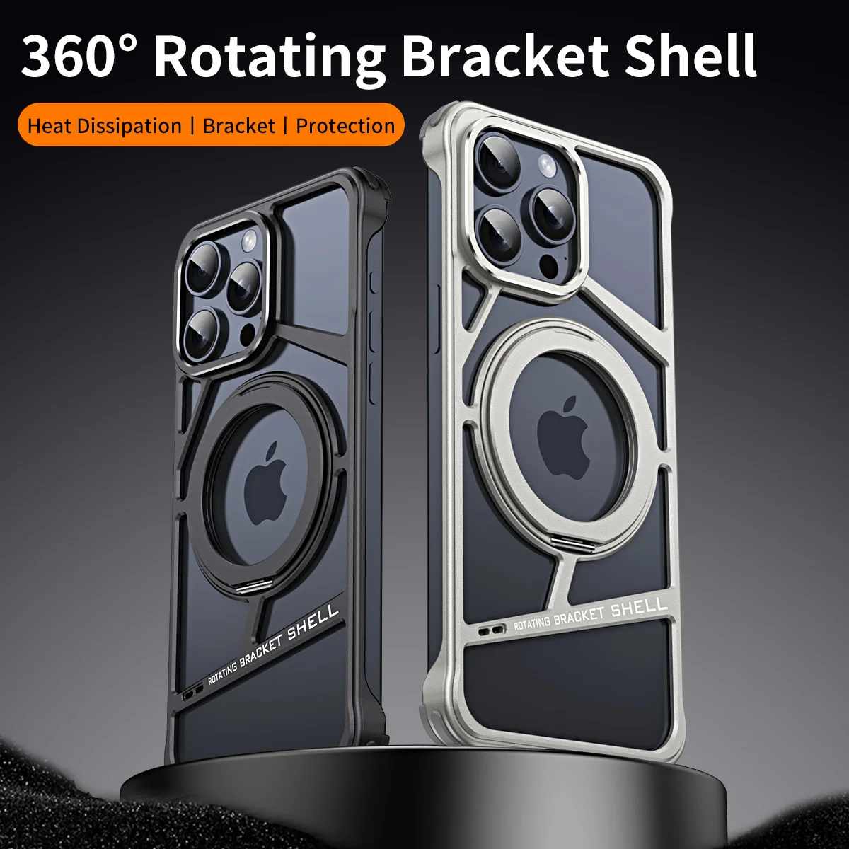 Funda de teléfono con soporte magnético sin marco de aleación de aluminio para iPhone 16 15 14 Pro Max Magsafe, cubierta a prueba de golpes con disipación de calor de Metal - imagen 3