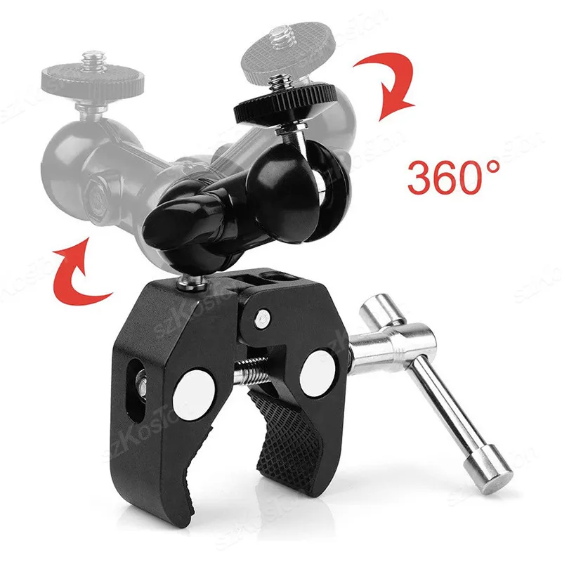 Motorcycle Crab Clamp Handlebar Fixed Mount Holder For GoPro 13 12 11 10 9 Insta 360 X4 X5 DJI Pocket 3 Aluminum Holder Bracket - imagen 3