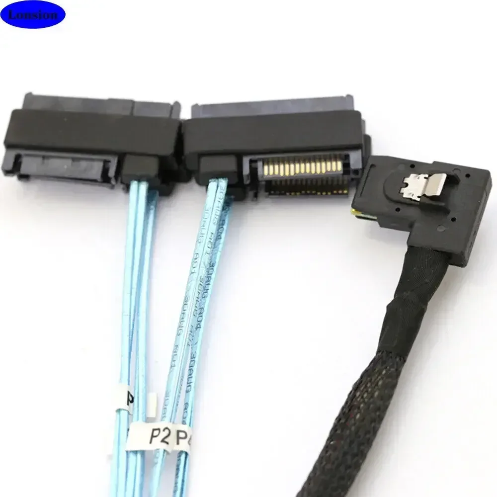 Cable de disco duro Mini SAS SFF-8087 de ángulo recto a 4 puertos SAS SFF-8482 HDD de intercambio en caliente para servidor/almacenamiento - imagen 5